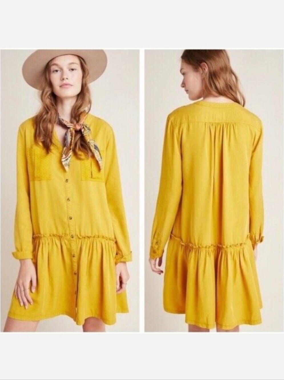 Maeve Anthropologie Mustard Yellow Dress
